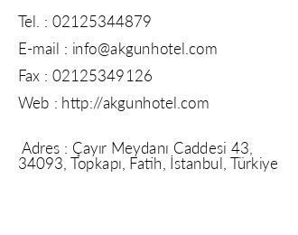 Akgn Istanbul Hotel iletiim bilgileri